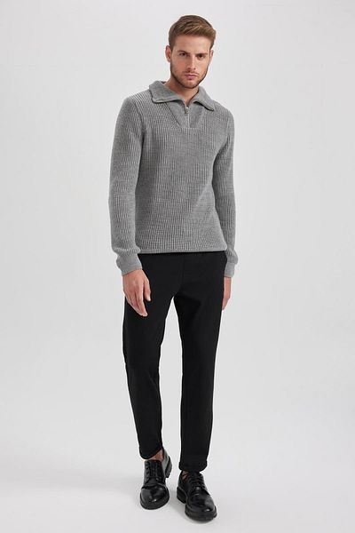 DeFacto Standard Fit Stand Collar Half Zip Thessaloniki Fabric Knitwear Sweater A9511Ax23Wn