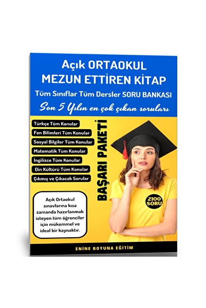 Enine Boyuna Eğitim كتاب الأسئلة للخروج من المدرسة الإعدادية المفتوحة (حجم كبير)