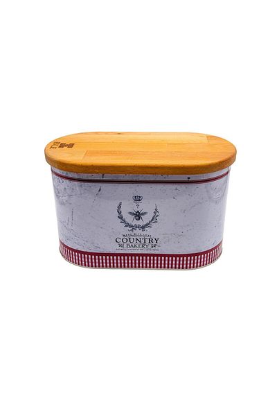 EVLE Er003-4o Country Bakery Patterned Wooden Covered Bread Dish 11 Lt