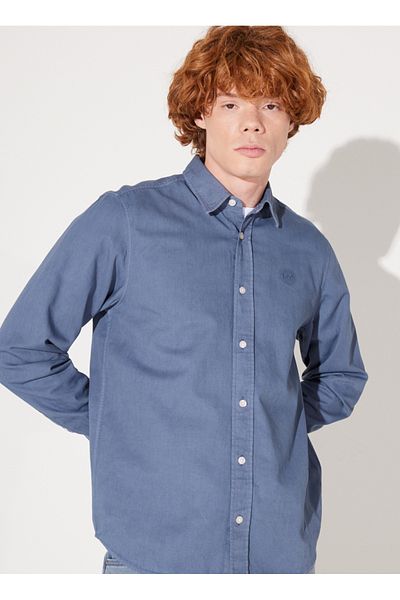 Lee Regular Fit Gray Men's Shirt LL37BMA66 Long Sleeve Shirt