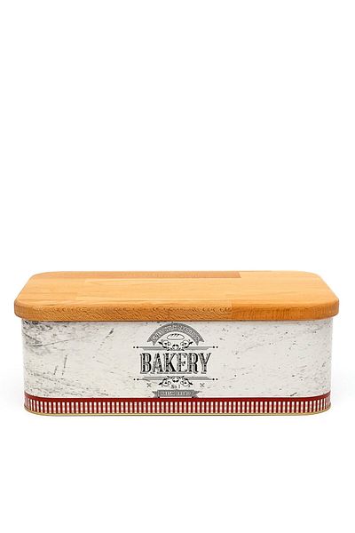 EVLE Er215-4o Country Bakery Patterned Wooden Covered Bread Dish 9 Lt