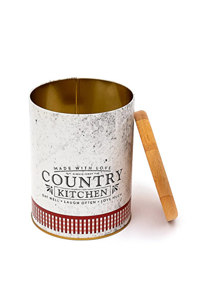 EVLE Er228-7o Country Kitchen Patterned Wooden Lid Round Garlic Holder 14 X 18 Cm