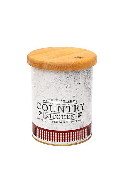 EVLE Er228-7o Country Kitchen Patterned Wooden Lid Round Garlic Holder 14 X 18 Cm