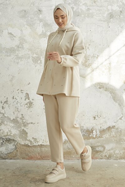 InStyle Ariesa Stone Tunnel Lace Scuba Suit - Béžová