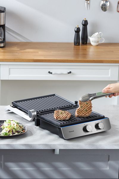 HOMEND Grilliant 1344h Inox Body, Cast Iron Removable Plate Toaster and Grill Machine
