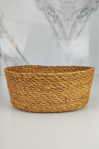 Digithome Wicker Bath and Makeup Organizer Basket Oval Organizer 24 cm Καφέ - Pnl-ph22 S/3 C1-1-100