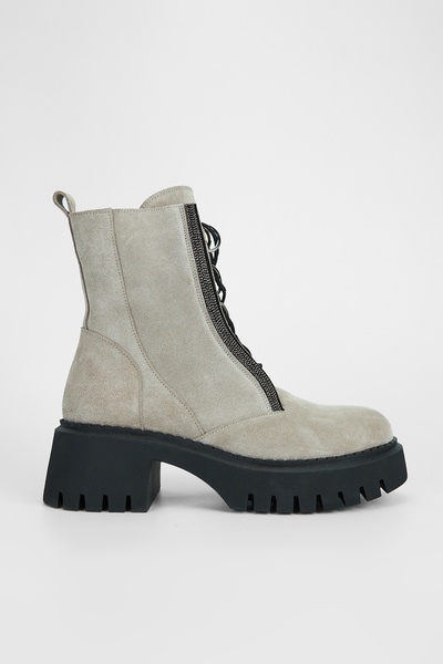 Valmenti Γυναικείες Μπότες Casual από Γνήσιο Δερμάτινο Μπεζ καστόρι