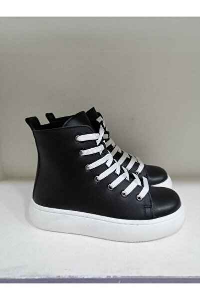 Bağcı Children's Genuine Leather Boots Black