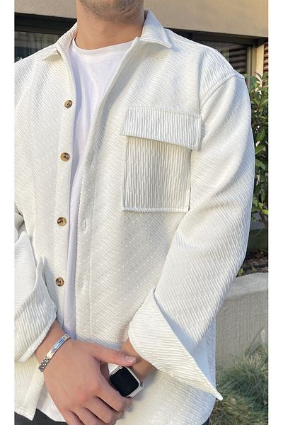 MİRMARONİ quilted winter men's shirt lumberjack shirt with single pocket flap
