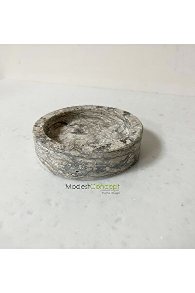 Modestmar Doğal Rustik Traverten Mermer Takı Düzenleyici, Organizer, Sabunluk 12cm