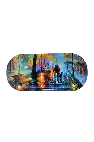 EVLE Ef168-04 Afremov Venice Patterned Oval Tray 16x35 Cm