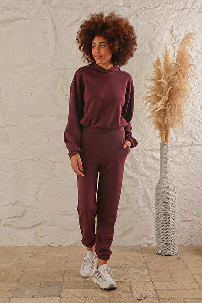 ESPİNA Γυναικείο σετ φόρμας 3 κλωστών χωρίς ανύψωση με τσέπες και κουκούλα