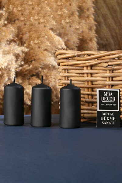 mba decor metal bending art Soft Siyah 3'lü Şamdan Bar Mumu Parlak Mum Metali...