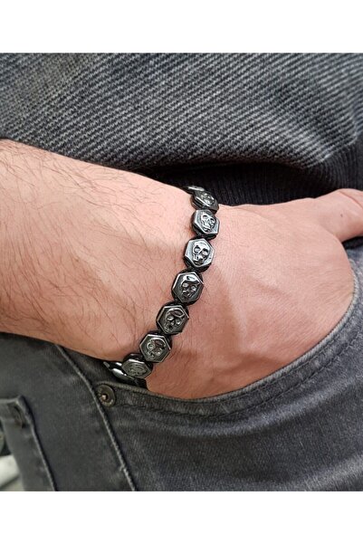 EAST&WEST 925 Ayar Gümüş Hematit Kuru Kafa Bileklik