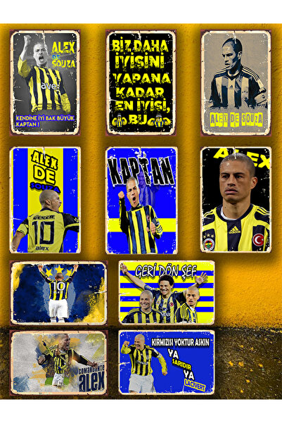 TAKIFİX Alex De Souza Seti 10 Adet 20x30 Cm Retro Ahşap Tablo