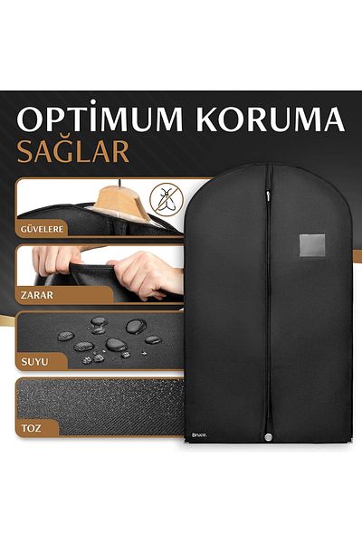 YEKTA MOBİLYA غطاء بدلة مكون من قطعتين (غامبو) أسود 50 جرام موديل سادة - 62*100 سم