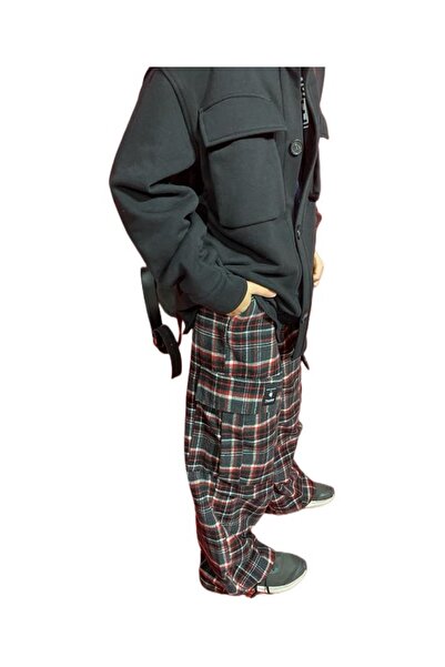 Puledro KIDS CARGO PLAID WIDE UNISEX PANTS