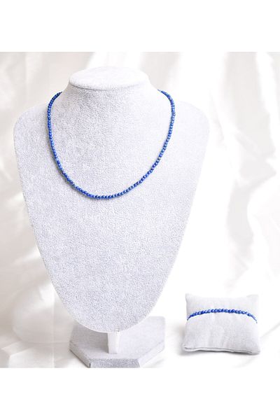 Safnaturel Lapis Lazuli Natural Stone Necklace and Bracelet Set 4 mm