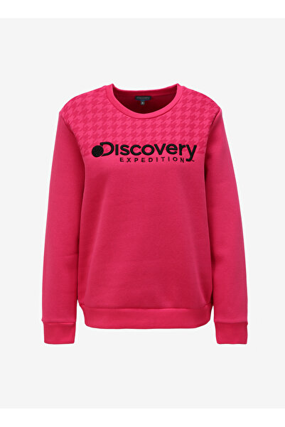 Discovery Expedition Fuşya Kadın Bisiklet Yaka Baskılı Sweatshirt D3WL-SWT19
