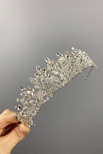 Hobigram Culoarea argintie Selur Leaf Model Henna și Coroana de Mireasă – Coroană, Piatră de Cristal, Model Elegant, Coroana de Mireasă – Coroană