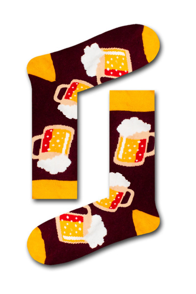 Bidigago Bira Bardağı Desenli Unisex Renkli Kolej Çorap