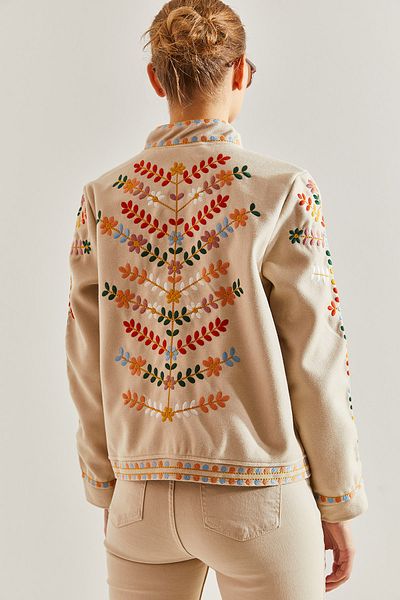 Bianco Lucci Damen-Jacke mit besticktem, mehrfach gemustertem Stempel