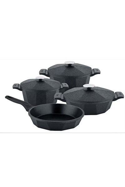 OMS PASLANMAZ DODECA QUARTZ 3534 Bio Granit Döküm 7 Parça Tencere Tava Çeyiz ...