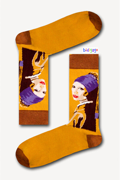 Bidigago جوارب جامعية ملونة منقوشة للجنسين مع أقراط لؤلؤية