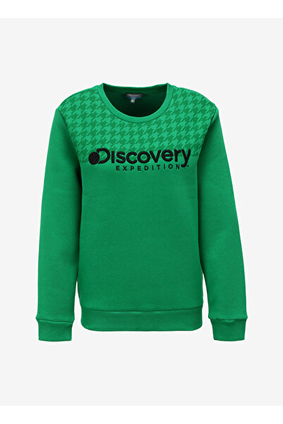 Discovery Expedition Yeşil Kadın Bisiklet Yaka Relaxed Fit Baskılı Sweatshirt...