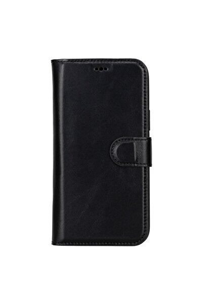 PLM Iphone 15 Plus Uyumlu Deri Cüzdanlı Kılıf Mwwn Rst1 Siyah