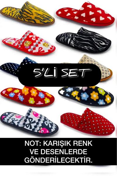Slipcat Pack of 5 Women's Closed-Front Slippers Plush Washable Winter House Slippers Guest Dowry Bundle Slippers