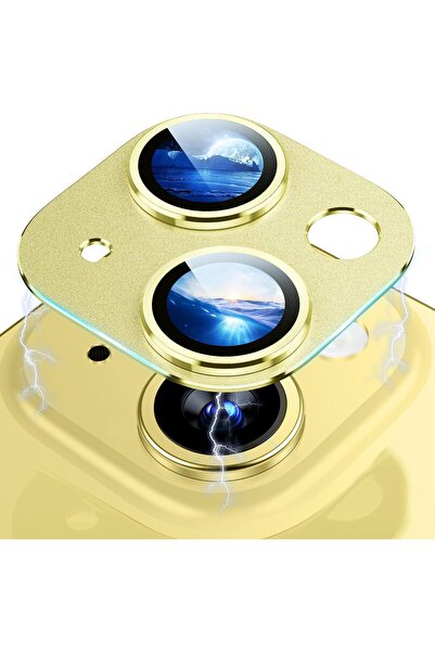 EDELFU Iphone 15 / Iphone 15 Plus Metal Temperli Cam Arka Kamera Full Koruma ...