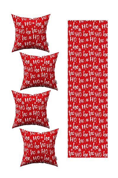 Cango Home Red New Year Themed 4-Piece Throw Pillow Cover 1 Runner Set 4Kmbs-Rs-Cgh791