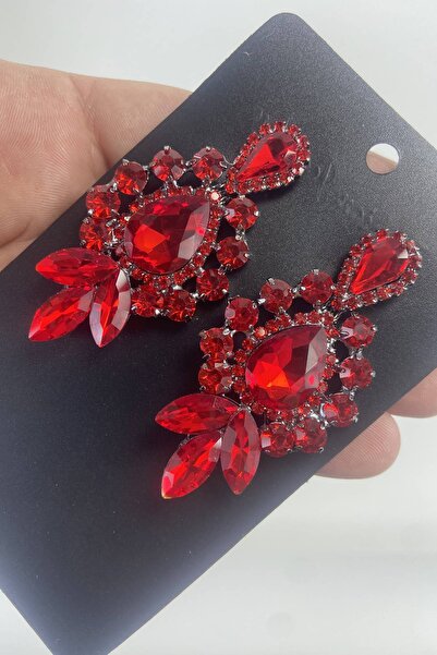 Hobigram Red Three Shuttle Model Big Small Stone Henna Wedding Engagement Earring – Bijoux Earring, Stylish Design – Bijute