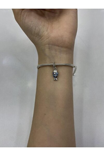 My Story Mavi Pullu Balık Sallantılı Gümüş Charm