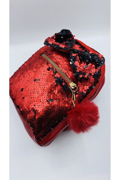 MUSCO حقيبة ظهر للفتيات مزينة بالترتر وشريط بوم بوم