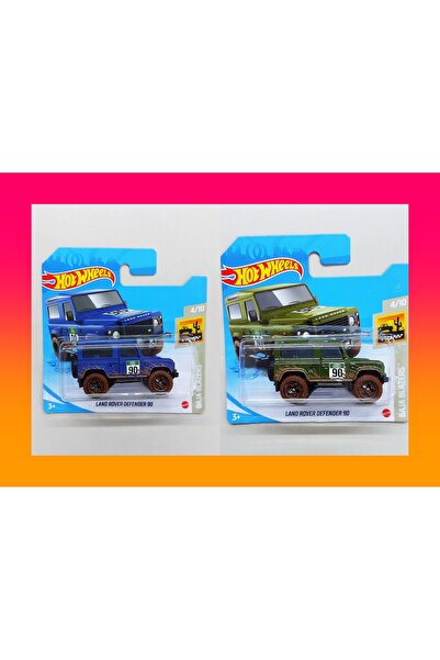 HOT WHEELS مجموعة من قطعتين - لاند روفر ديفندر 90 (أزرق وأخضر)