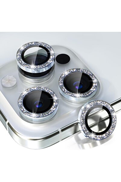 EDELFU iPhone 15 Pro / iPhone 15 Pro Max için Simli Parlak Kamera Koruyucu Me...