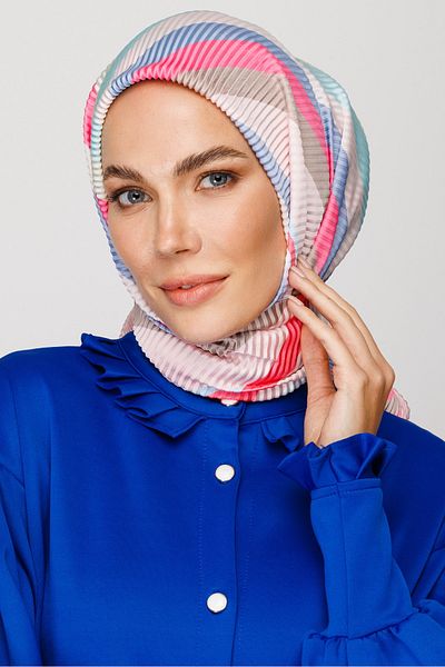 Mooncorn Eșarfă plisată cu model Ice Blue Akra