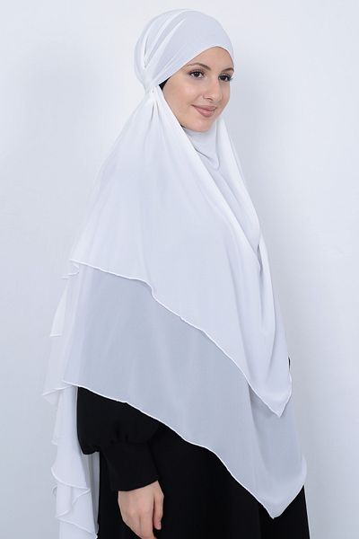 MARQUANT Μακρύ έτοιμο δεμένο τρίγωνο Hijab Hijab σουφλέ τριών στρώσεων