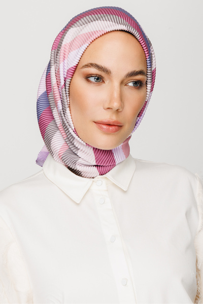 Mooncorn Φουλάρι με πλισέ μοτίβο λιλά Akra