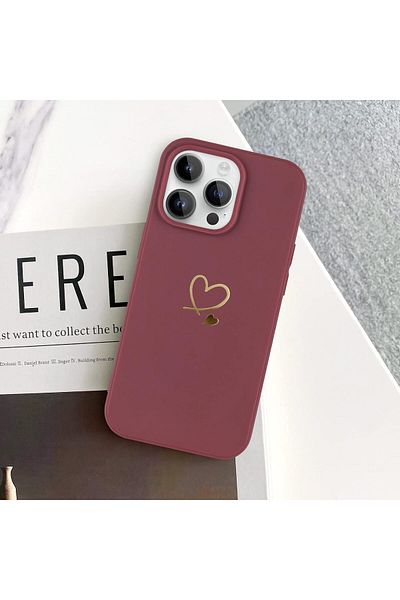 GAGA ELEKTRONİK Sweet Heart Pattern Design Soft Silicone Shockproof Protective Case for iPhone 14 Pro Max