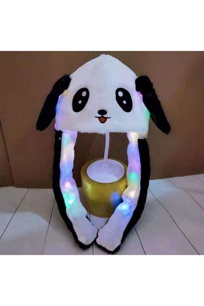 Hediye Vakti Panda Işıklı Kulakları Kalkan Şapka
