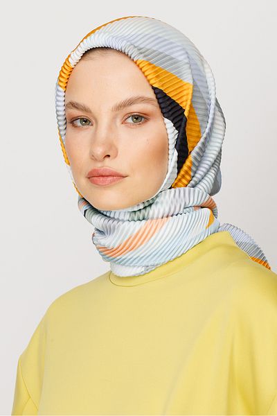 Mooncorn Eșarfă plisată cu model Akra Baby Blue