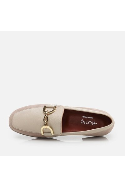 Hotiç Genuine Leather Beige Women's Loafer