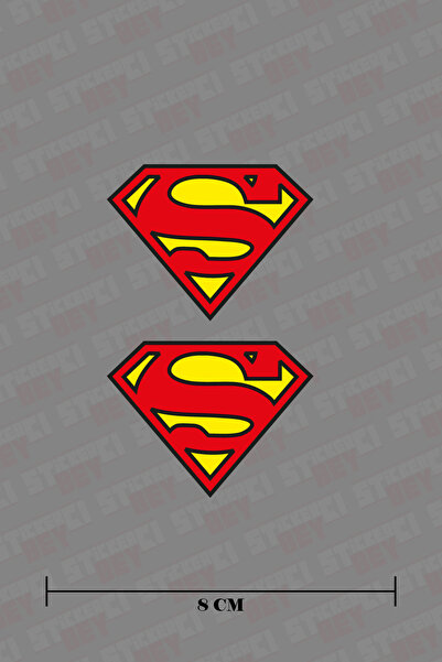 STİCKERCI BEY 2 Adet Süpermen Renkli Baskılı Sticker Seti Otomobil - Motosikl...