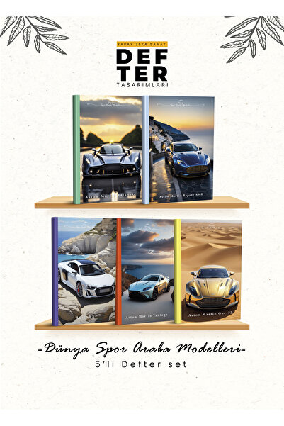 YAPAY ZEKA SANAT Set de caiete din 5 piese pentru mașini sport din lume 1-6