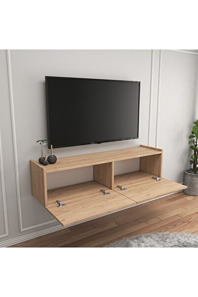 Egecan Mobilya Meşe 90 Cm Tv Ünitesi Tv Sehpası Duvar Rafı Kitaplık