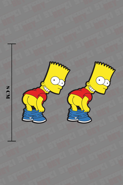 STİCKERCI BEY 2 Adet Popo Gösteren Simpson Sticker Seti Otomobil - Motosiklet - Bilgisayar Sticker Kaplama