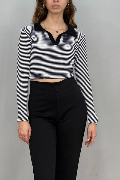 Tam Moda Γυναικεία ριγέ μπλούζα με λαιμόκοψη